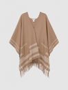Reiss Camel Catalina Wool Striped Cape