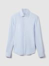Reiss Soft Blue Voyager Slim Fit Button-Through Travel Shirt