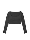 Victoria's Secret Pure Black VS Elevate Cropped Long Sleeve Corset Top