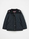 Joules Marsdale Navy Diamond Quilted Coat With Hood