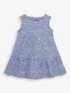 JoJo Maman Bébé Blue Girls' Lemon Ditsy Tiered Dress