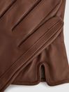 Reiss Tan Giselle Leather Ruched Gloves