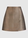 Reiss Gold Louisa Metallic Mini Skirt