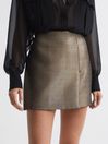 Reiss Gold Louisa Metallic Mini Skirt