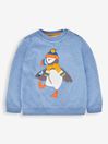 JoJo Maman Bébé Marl Blue Puffin Boys' Appliqué Sweatshirt