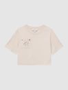 Reiss Pink Chloe Junior Embroidered Crew Neck T-Shirt