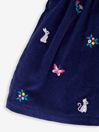 JoJo Maman Bébé Navy Girls' Mouse Floral Embroidered Cord Pinafore Dress