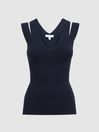 Reiss Navy Nina Fitted Double Strap Knit Vest