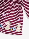 JoJo Maman Bébé Berry Pink Mouse Girls' Stripe Appliqué Dress
