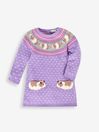 JoJo Maman Bébé Lilac Purple Guinea Pig Girls' Fair Isle Knitted Dress