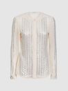Reiss Cream Robyn Fitted Embellished Shirt