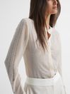 Reiss Cream Robyn Fitted Embellished Shirt