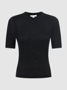 Reiss Charcoal Alina Casual Wool Marl T-Shirt