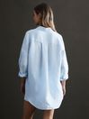 Reiss Pale Blue Ellis Oversized Long Sleeve Shirt