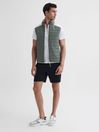 Reiss Sage/White Clubhouse Funnel Neck Hybrid Quilted Gilet