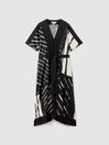 Reiss Black/White Cami Printed Fit and Flare Midi Dress
