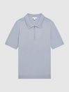 Reiss Porcelain Blue Maxwell Merino Wool Half-Zip Polo Shirt