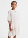 Reiss Ivory Nadia Junior Pleated Collared Tiered Dress