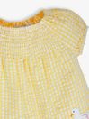 JoJo Maman Bébé Yellow Gingham Duck Appliqué Smocked Dress