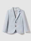 Reiss Soft Blue Kin Senior Slim Fit Single Breasted Linen Blazer