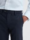 Reiss Navy Hope Senior Wool Blend Adjustable Trousers
