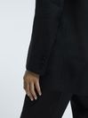 Atelier Oversized Italian Satin Detail Single Breasted Black Blazer