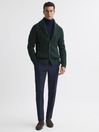 Reiss Forest Green Ashbury Cable Knitted Cardigan