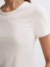 Reiss Ivory Sandy Fitted Cotton Crew Neck T-Shirt
