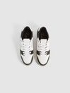 Reiss Forest Green Astor Leather Colourblock Lace-Up Trainers