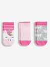 JoJo Maman Bébé Pink 3-Pack Pink Unicorn Socks