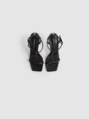 Reiss Black Sophia Atelier Italian Leather Strappy Heels