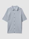 Reiss Soft Blue Murray Textured Knitted Shirt