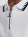 Reiss Optic White Chelsea Junior Half-Zip Polo Shirt