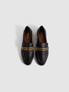 Reiss Black Angela Leather Rounded Loafers
