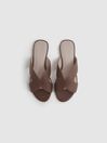 Reiss Tan Rose Leather Slip-On Sandals