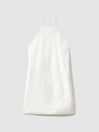 Reiss White India Lyocell Blend Wrap Detail Mini Dress