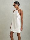 Reiss White India Lyocell Blend Wrap Detail Mini Dress