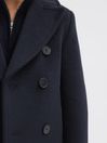 Reiss Navy Bergamo Junior Wool Blend Double Breasted Peacoat