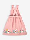 JoJo Maman Bébé Pink Bunny Floral Girls' 2-Piece Appliqué Pinafore Dress & Top Set