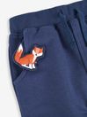 JoJo Maman Bébé Navy Blue Fox Appliqué Knee Joggers With Pet In Pocket