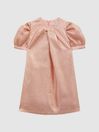 Reiss Pink Lexi Junior Metallic Puff Sleeve Dress