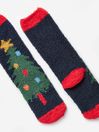 Joules Festive Navy Blue Fluffy Socks