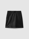 Reiss Black Edie Leather High Rise Mini Skirt