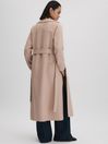 Reiss Neutral Sasha Wool Blend Double Breasted Blindseam Coat