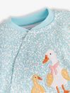 JoJo Maman Bébé Blue Duck Appliqué Zip Cotton Baby Sleepsuit