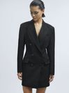 Reiss Black Rosamund Atelier Wool Double Breasted Blazer Dress