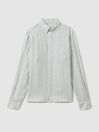 Reiss Sage Bengal Stripe Queens Linen Button-Down Collar Shirt