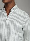Reiss Sage Bengal Stripe Queens Linen Button-Down Collar Shirt