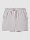 Reiss Silver Hester Textured Cotton Drawstring Shorts