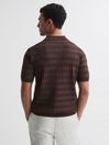 Reiss Chocolate Cabana Reiss | Ché Textured Half-Zip Polo Shirt